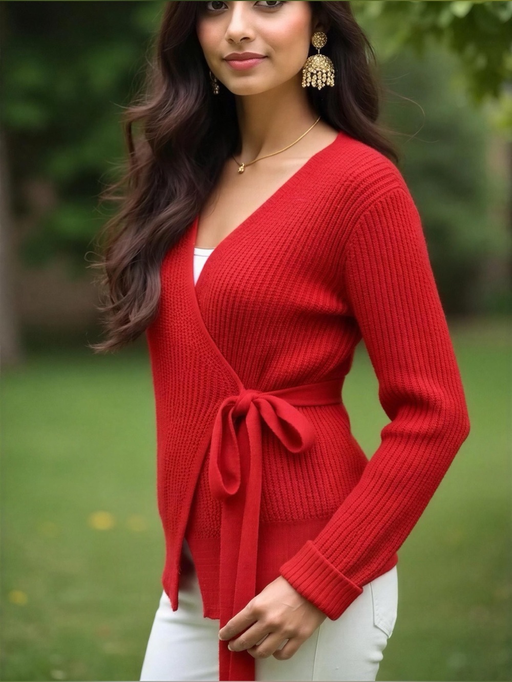 Urban Outfitters New Tuscany Ribbed Wrap Sweater Wrap Around Sweater Large